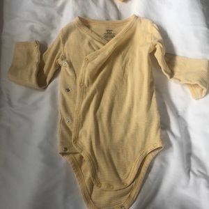 Yellow and white stripe wrap onesie